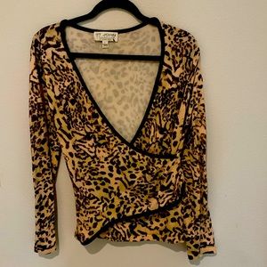 St. John by Marie Gray stretch surplice style sweater.